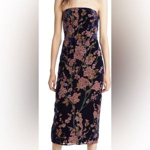 Lulu’s Buy You Flowers Strapless Velvet Cocktail Midi Dress